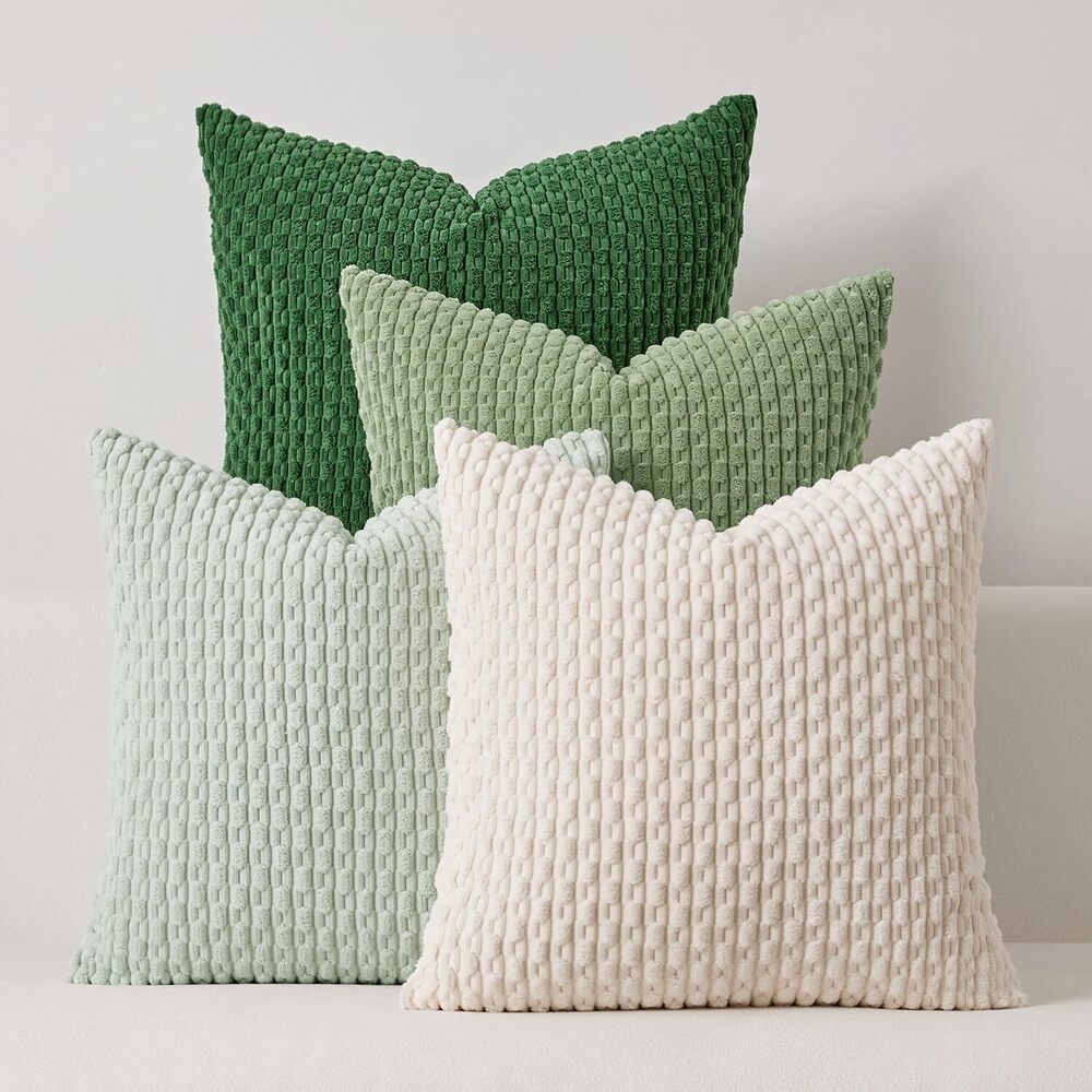 8196 Kevin Textile Pack of 4 Spring Corduroy Decorative Throw Pillow Covers